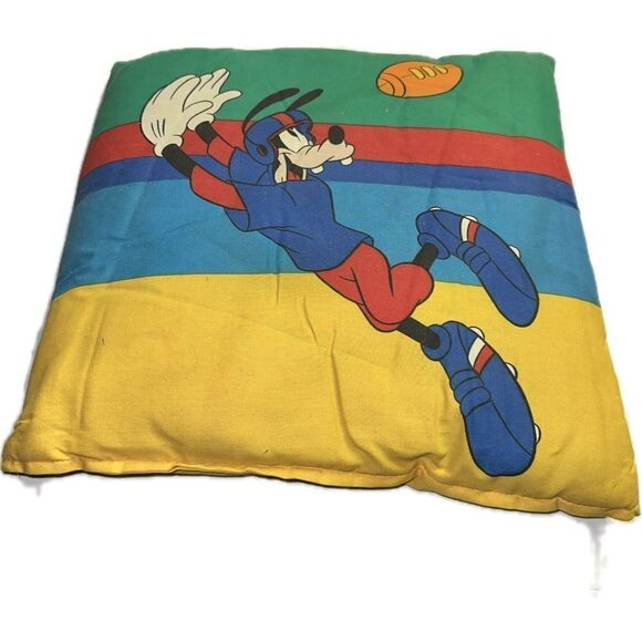 Vintage 90’s Disney Mickey Goofy Football‎ Pillow 18” x 18” - Picture 2 of 4